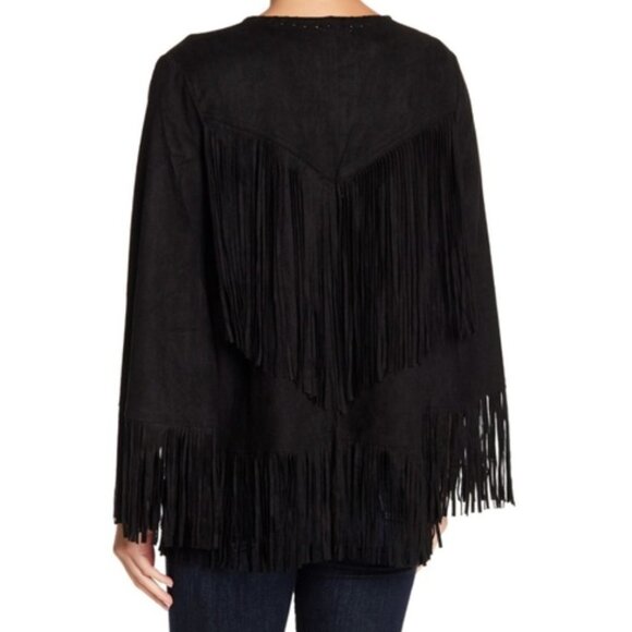 Show Me Your Mumu Marfa Fringe Jacket in Black Faux Suede - Picture 4 of 9